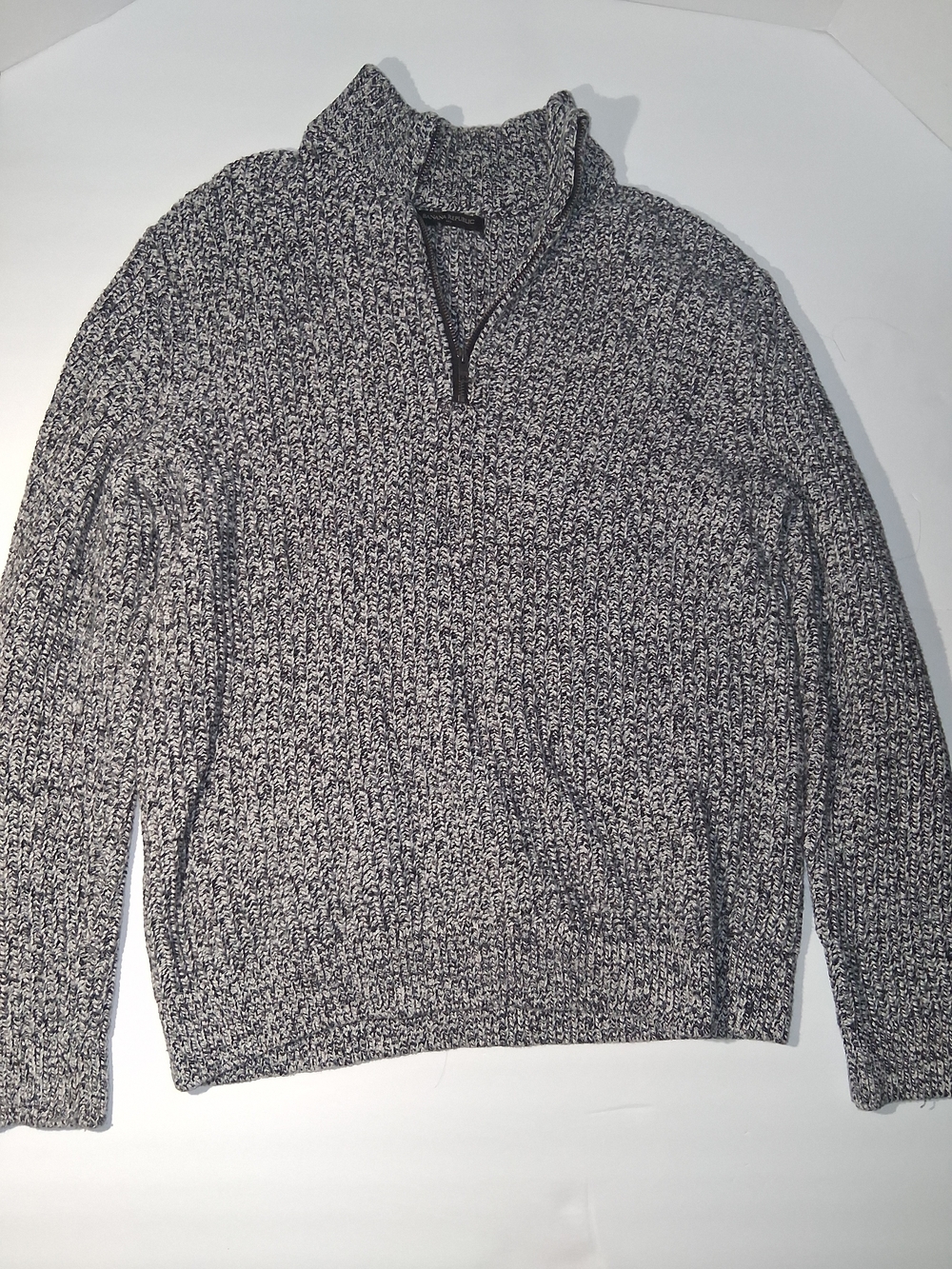 Banana Republic Men's Marled Black & White Half-Zip Sweater